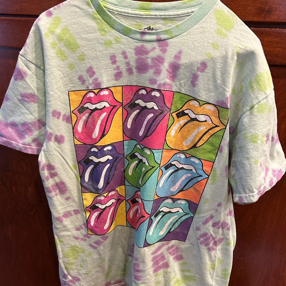 Rolling Stones Colorful Tie-Dye Graphic  T-Shirt - medium
